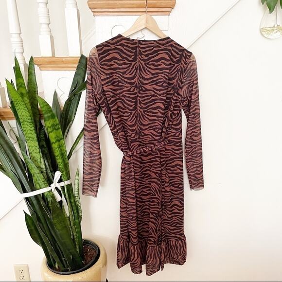 sissy boy brown black zebra print wrap mini dress - Picture 6 of 7